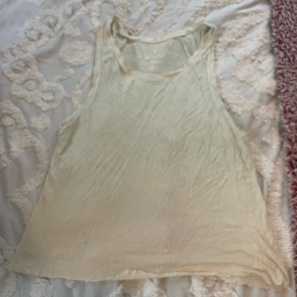 White tank top with blue specks